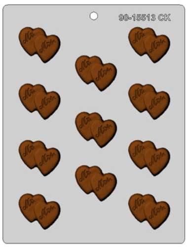 Mr and Mrs Hearts Chocolate Mould - Click Image to Close